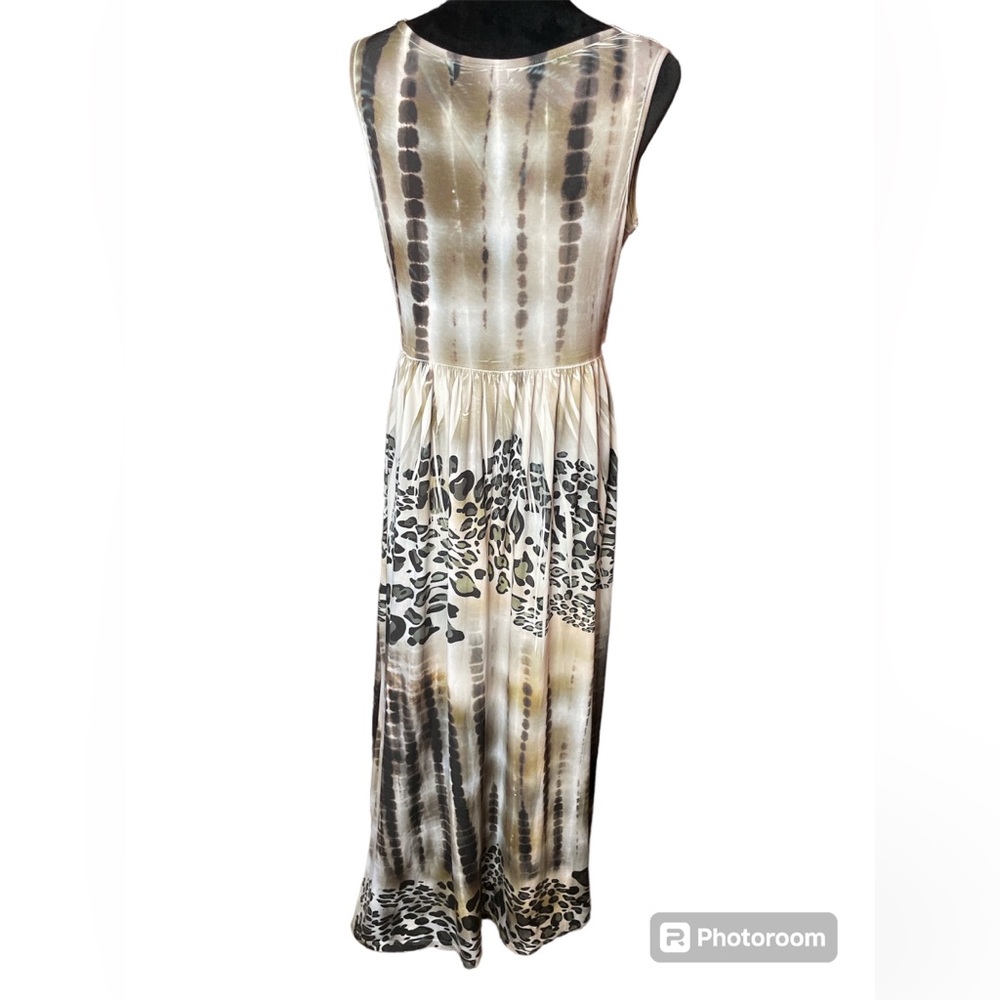 AB Studio Cream, Tan, Black Tie Dye & Leopard Print Sleeveless Maxi Dress - Picture 4 of 8